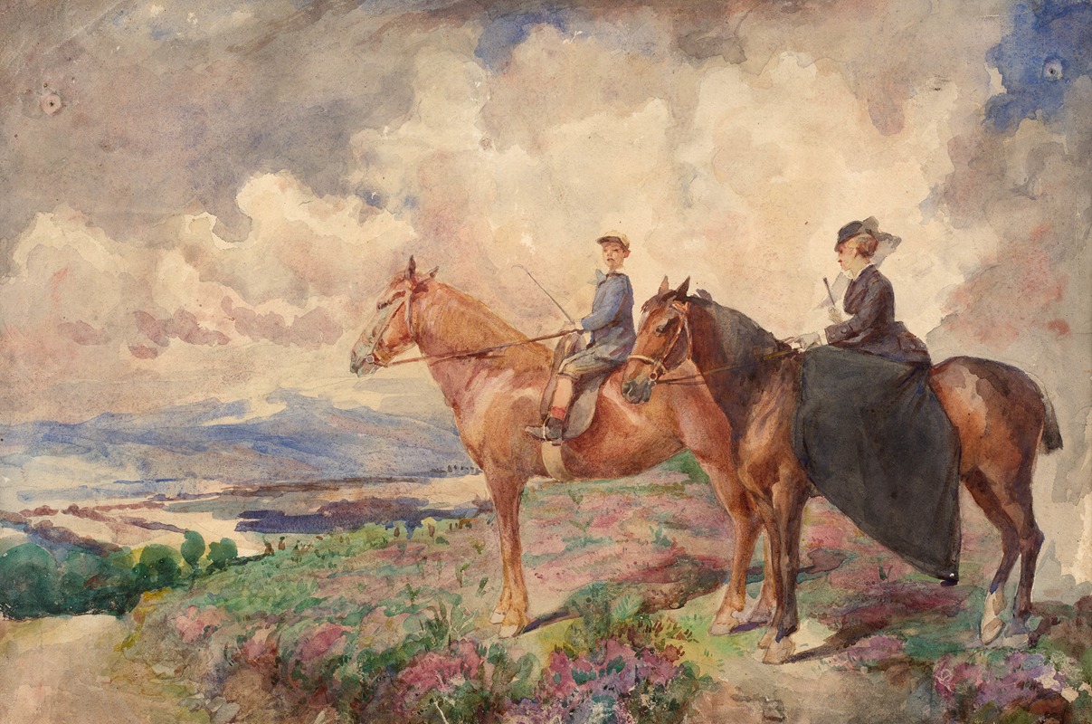 Marie Bracquemond - Pierre and Louise Bracquemond on a horse ride