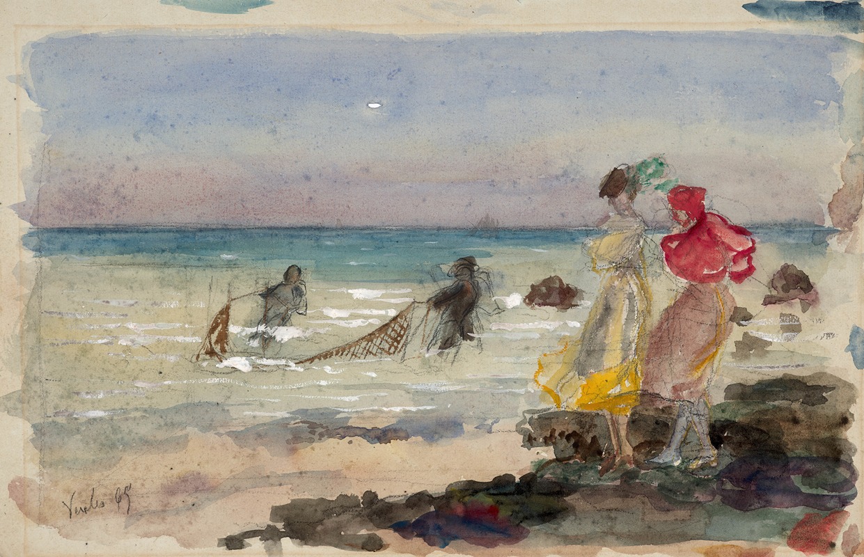 Marie Bracquemond - The beach at Veules-les-Roses