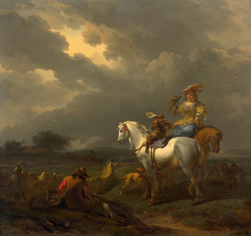 Nicolaes Pietersz. Berchem - Halt of falcon hunt