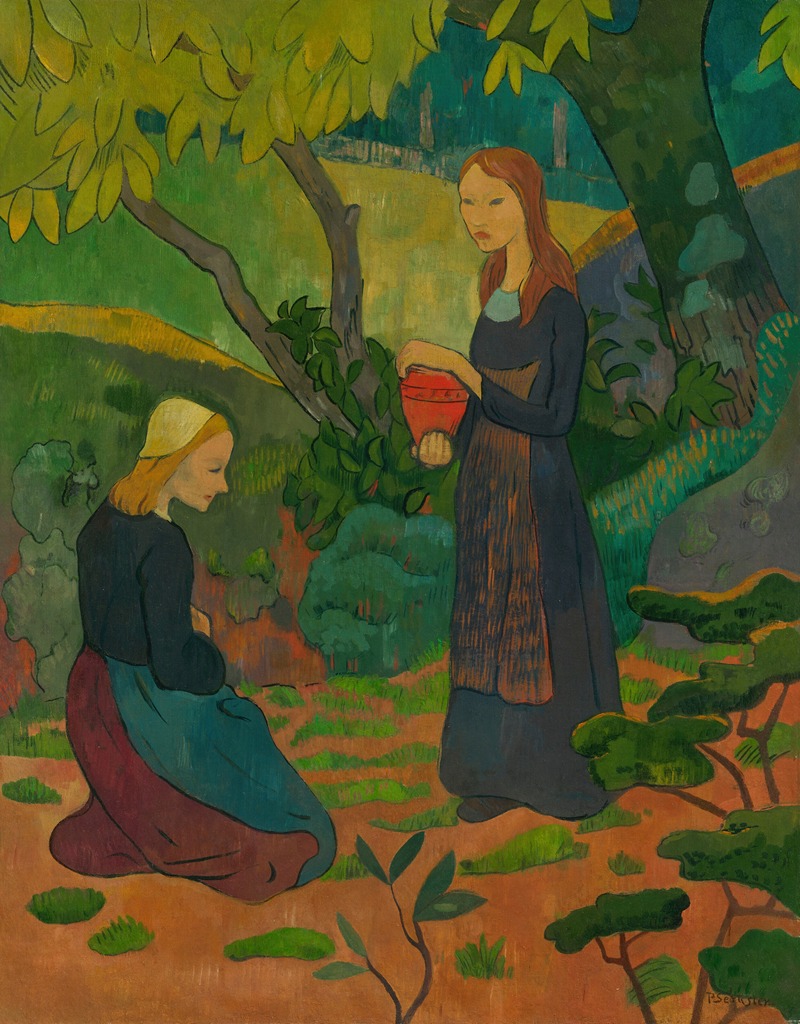 Paul Sérusier - Jeune bretonne au pot vermillon et fillette agenouillée