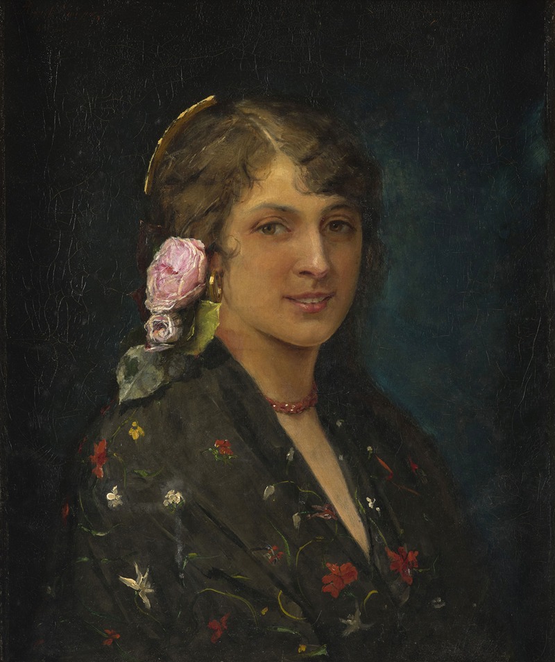 Rafael Enriquez Villanueva - Portrait of a young woman with a rose