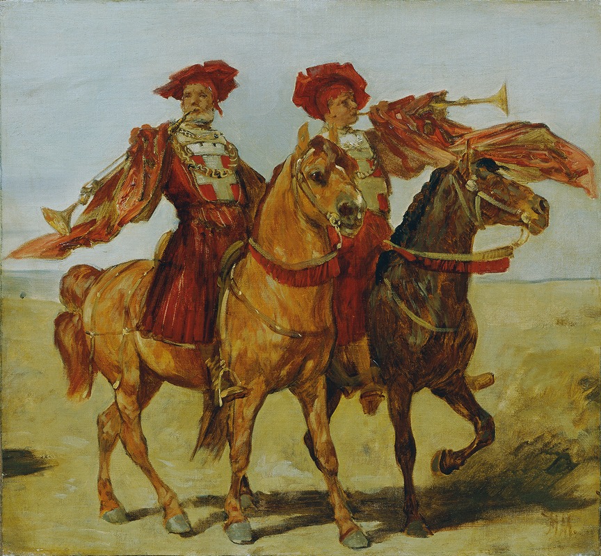 Hans Makart - Zwei berittene Fanfarenbläser