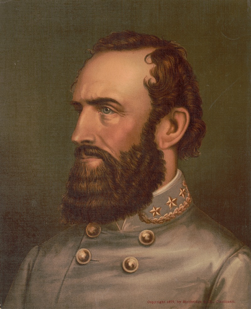 Strobridge & Co. Lith. - Stonewall Jackson, bust portrait, facing left, wearing military uniform