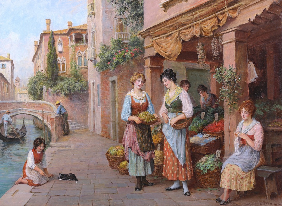 Arthur Trevor Haddon - A Street Market in Venice