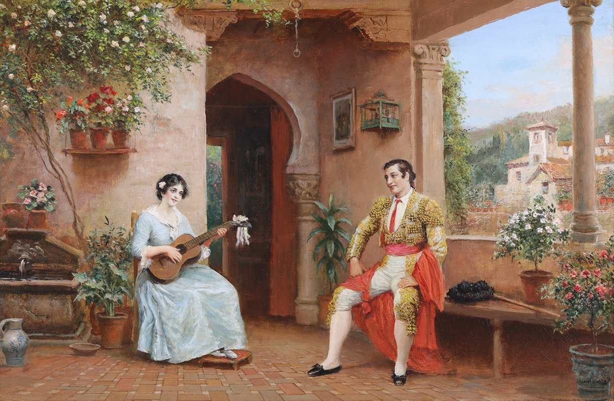 Arthur Trevor Haddon - Spanish Lovers on a Villa Terrace