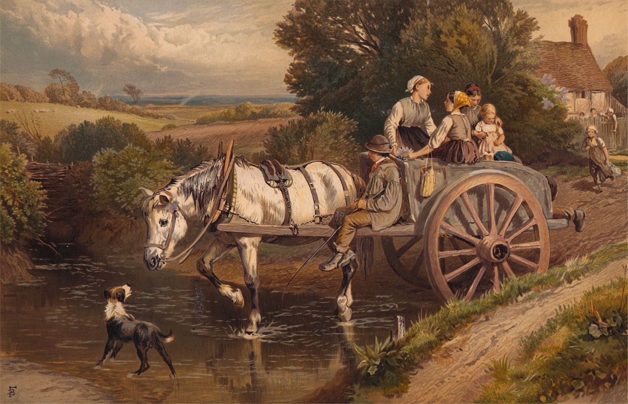 Myles Birket Foster - Crossing the Brook