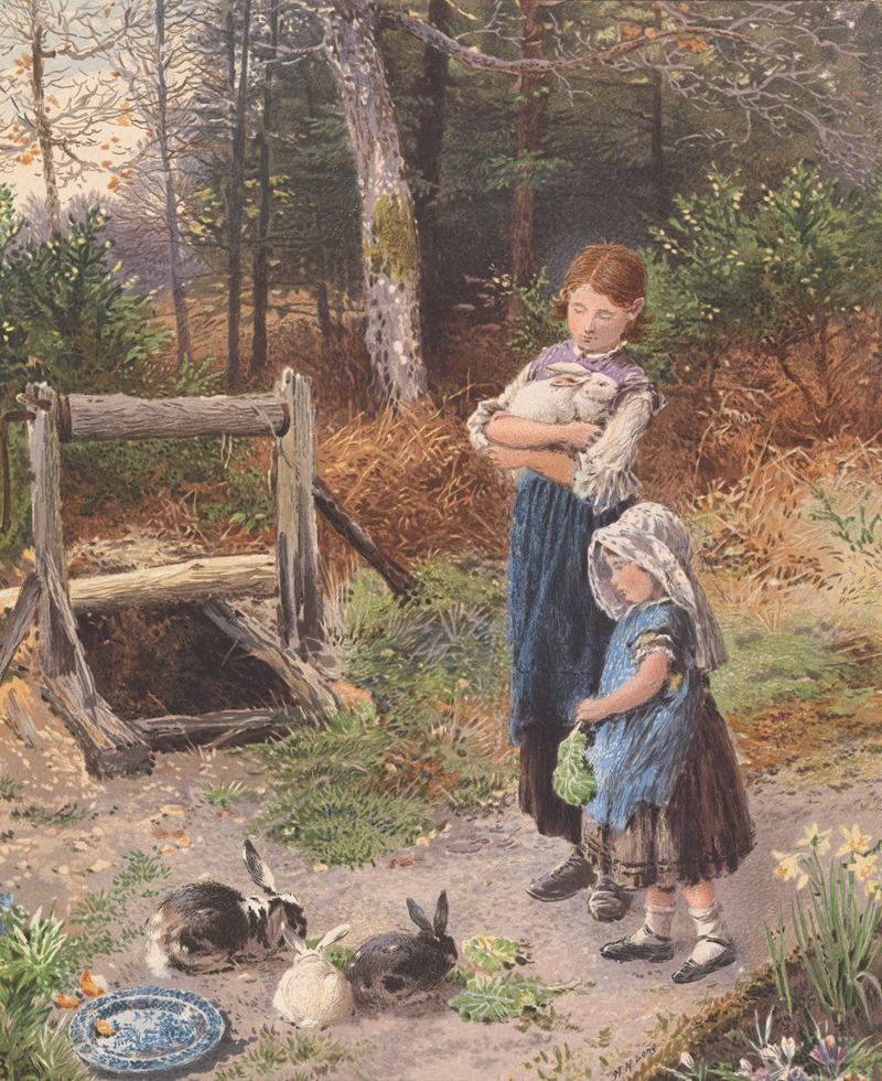 Myles Birket Foster - The Pet Rabbits