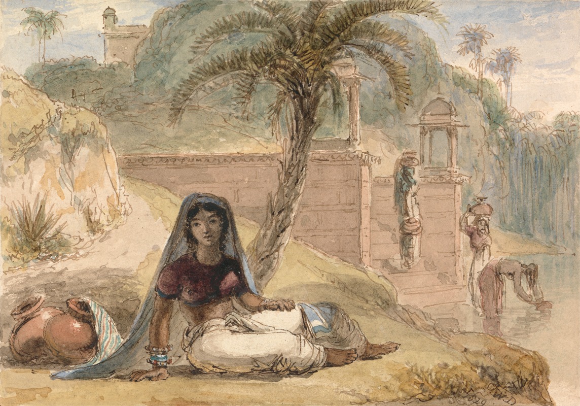 William Daniell - Indian Girl Seated by a River