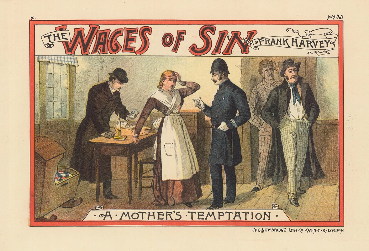 Strobridge & Co. Lith. - The Wages of sin, by Frank Harvey ‘A mother’s temptation’