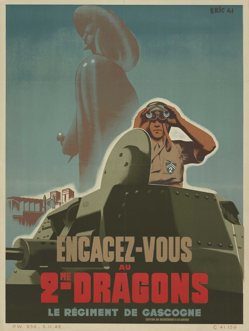 Anonymous - Affiche de recrutement de l’Armée de Vichy – 2e dragons, le régiment de Gasgogne