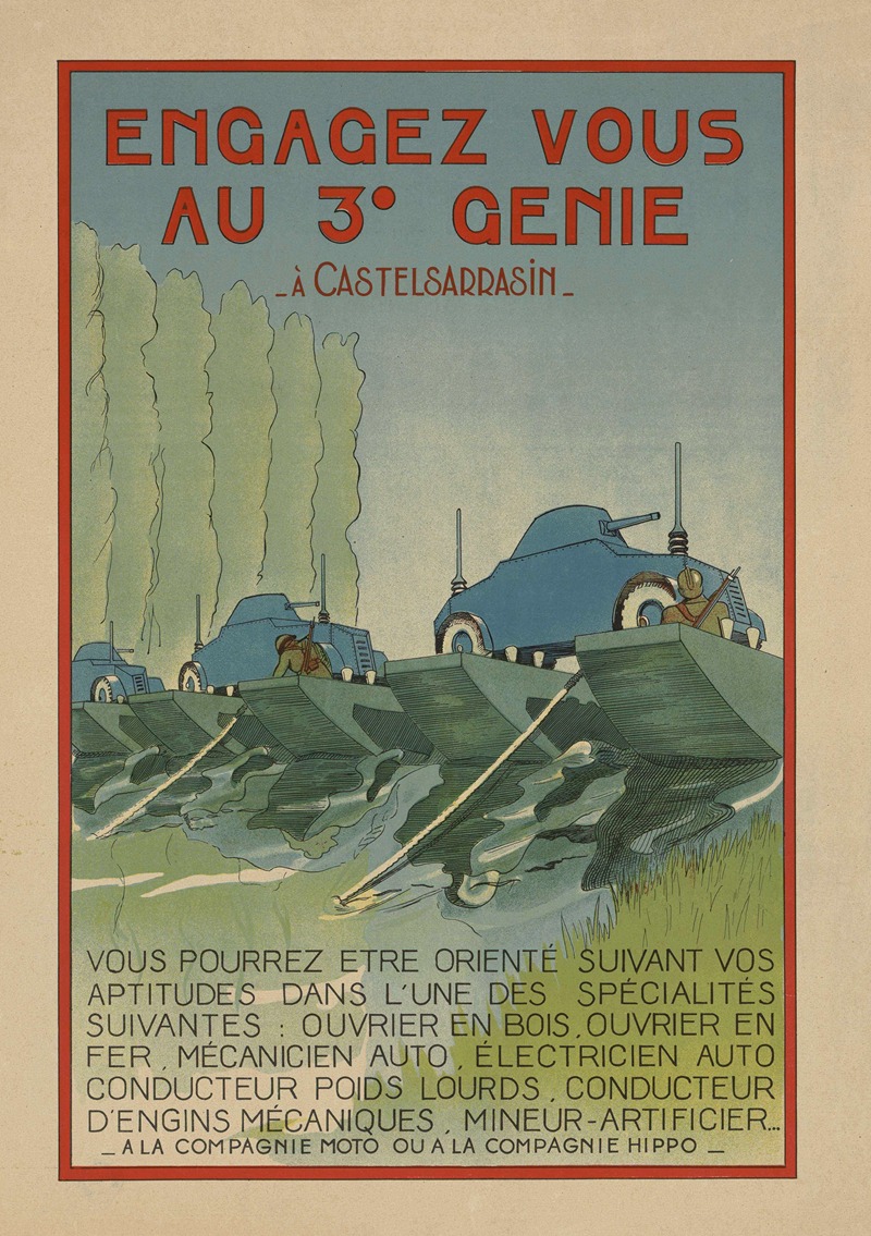 Anonymous - Affiche de recrutement de l’Armée de Vichy – 3e bataillon du génie