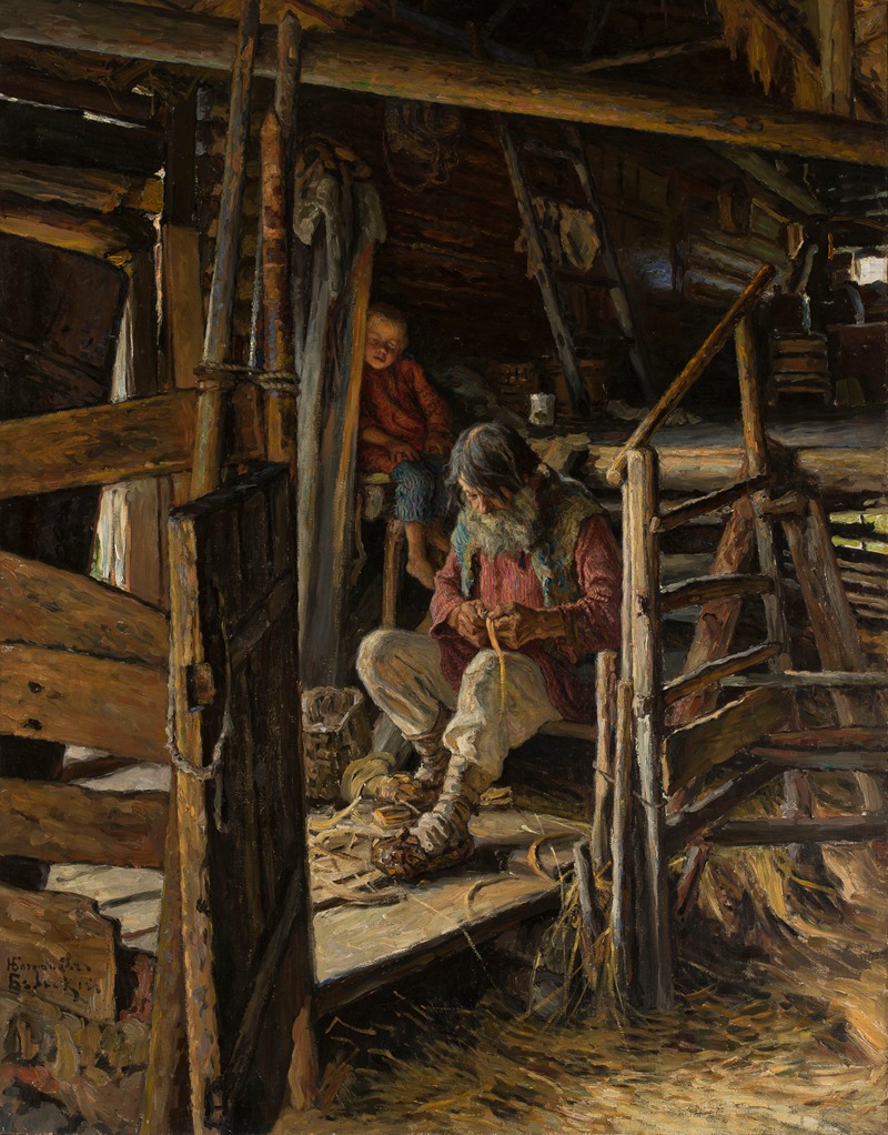 Nikolai Bogdanov-Belsky - Peasant cottage interior
