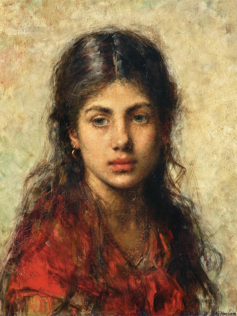 Alexei Harlamoff - A Young Girl with a Red Shawl