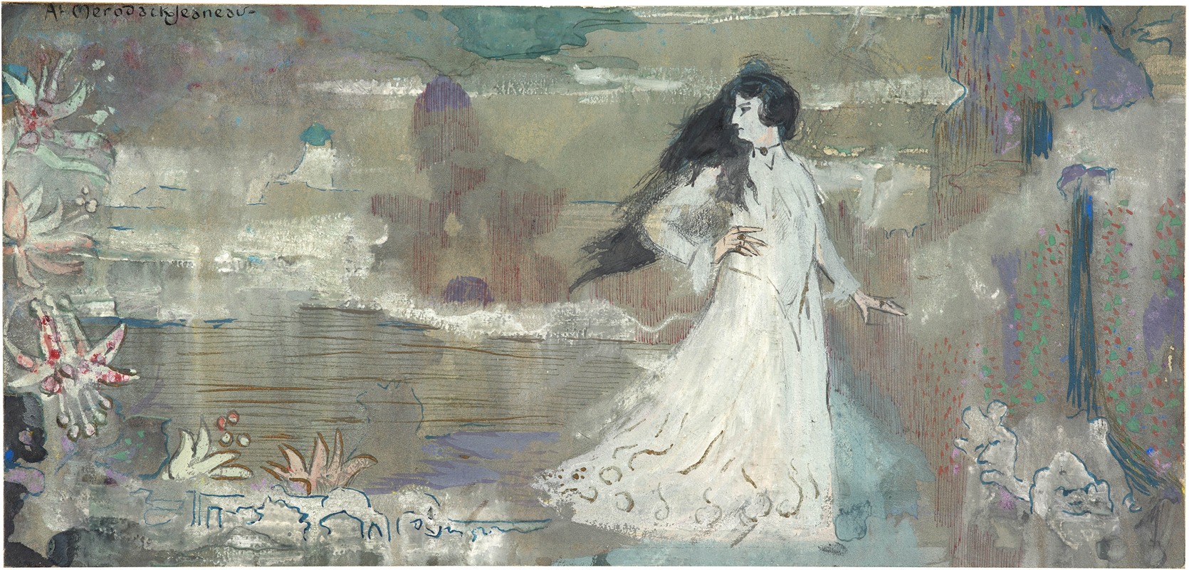 Alexis Mérodack-Jeaneau - Young lady wearing a white dress