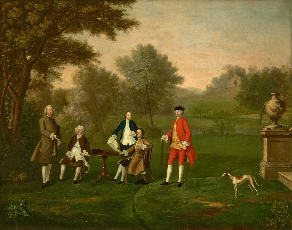 Arthur Devis - Group portrait of the sons of Thomas Bertie, 1st Duke of Ancaster (1660-1723) and Albinia Farrington (1689-1745), with their maternal uncle, Thomas Farrington (1687-1758)