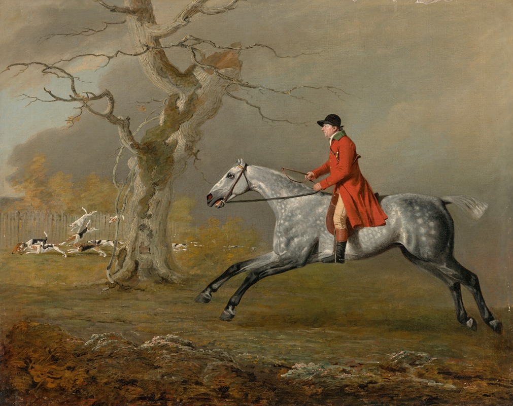 Benjamin Marshall - Thomas Sebright, Huntsman to the Quorn and Lord Fitzwilliam, mounted, with hounds in full cry