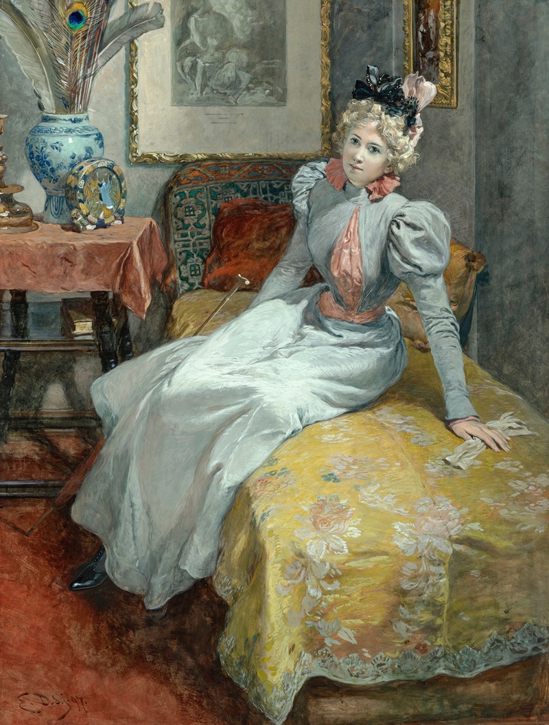 Emil Doepler - Élégante sur un sofa