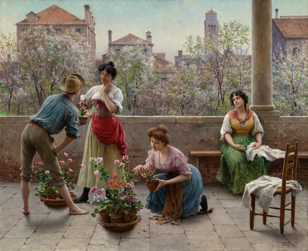 Eugene Von Blaas - Der Blumenverkäufer
