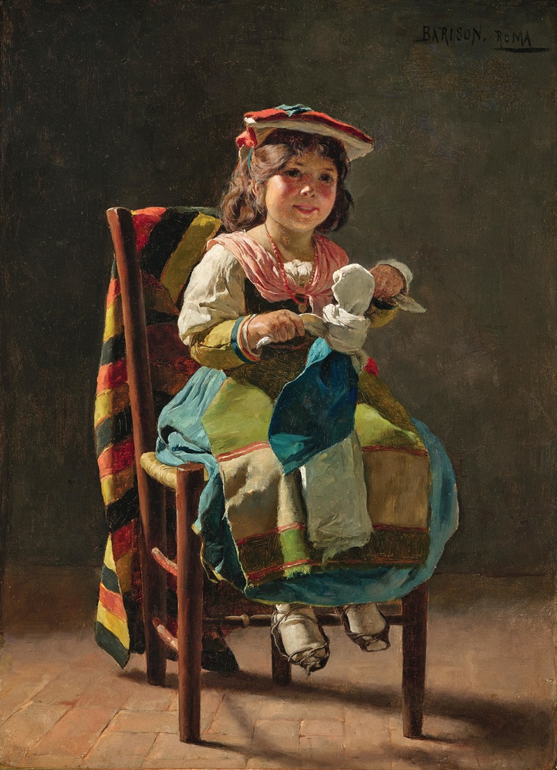 Giuseppe Barison - A Girl from the Campagna with a Doll