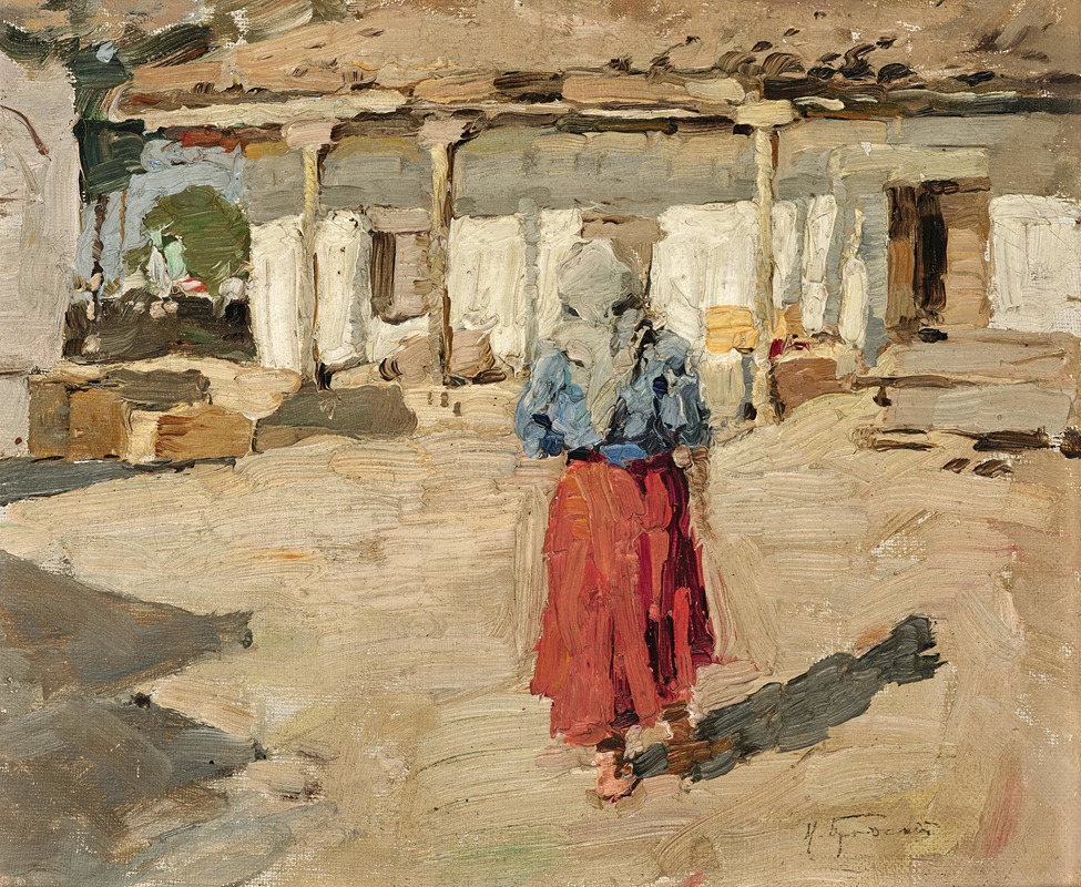 Isaak Izraelovich Brodsky - A Peasant Woman in a courtyard