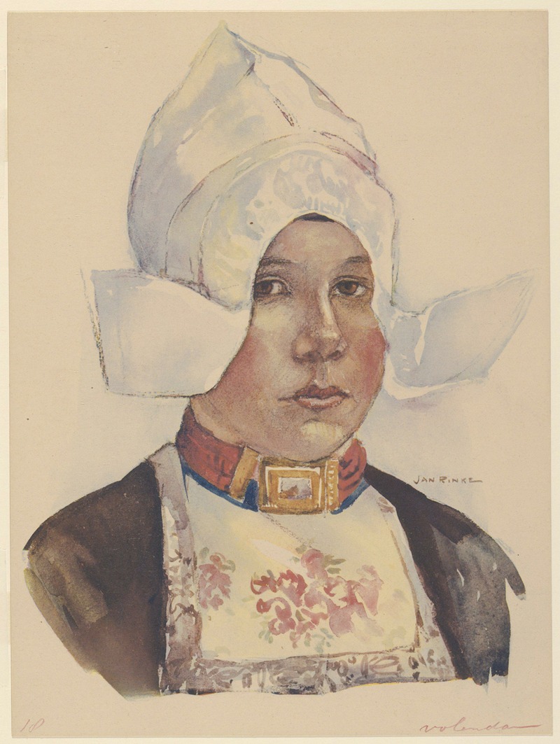 Jan Frederik Rinke - Meisjeskop in Volendamse dracht.
