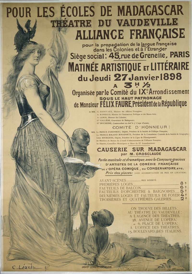 Charles-Lucien Léandre - Pour Les Ecoles De Madagascar Theatre Du Vaudeville Alliance Francaise