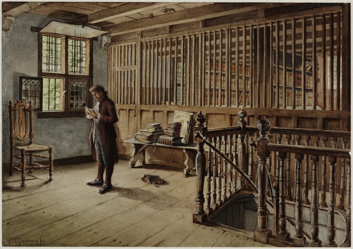 Johan Paul Constantinus Grolman - Interieur van de boekerij van de Grote Kerk of Westerkerk