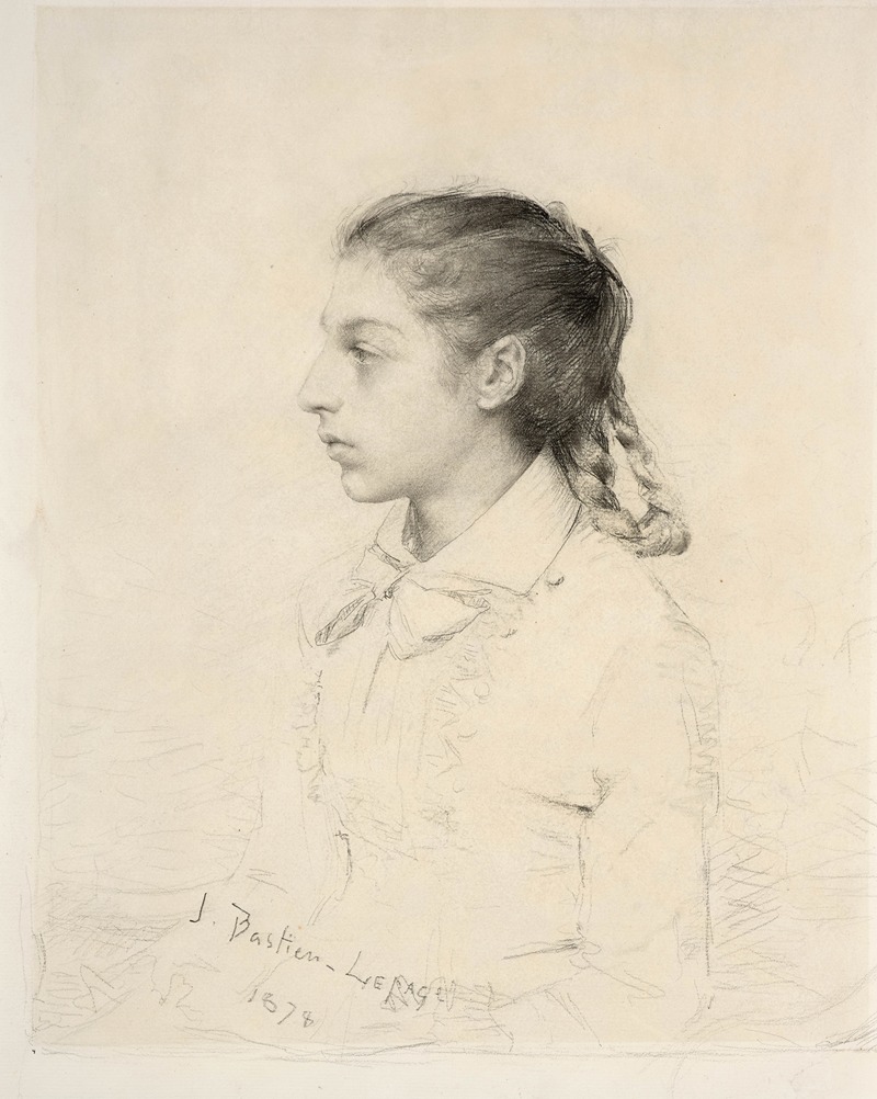 Jules Bastien-Lepage - Portrait of a young girl with a braid