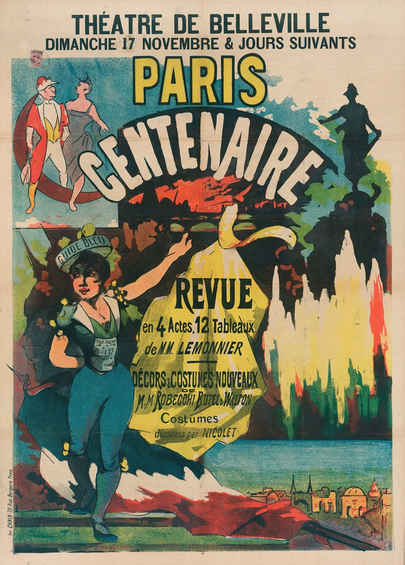 Georges Houdin - Theatre De Belleville Dimanche 17 Novembre & Jours Suivants Paris Centenaire Revue