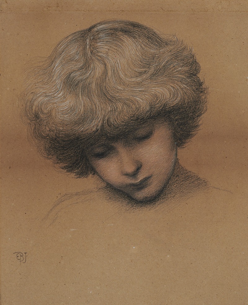 Sir Edward Coley Burne-Jones - Head of Philip Comyns Carr (b.1874), looking down, aged 7