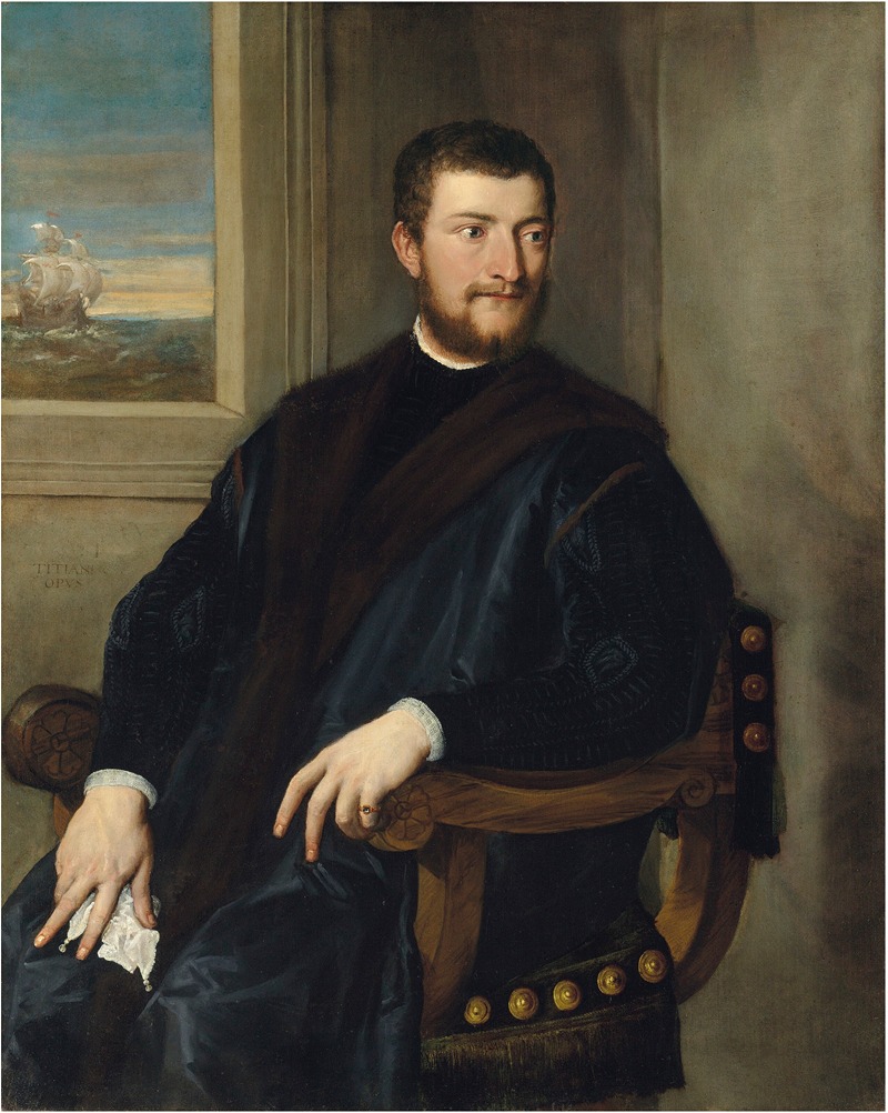 Titian - Portrait of a nobleman, seated before a window