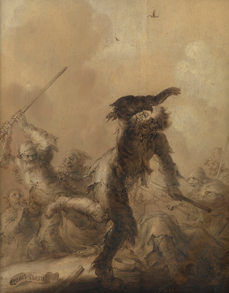 Adriaen Pietersz. Van De Venne - Dicing, Drabbing and Drinking Bring Man to Destruction