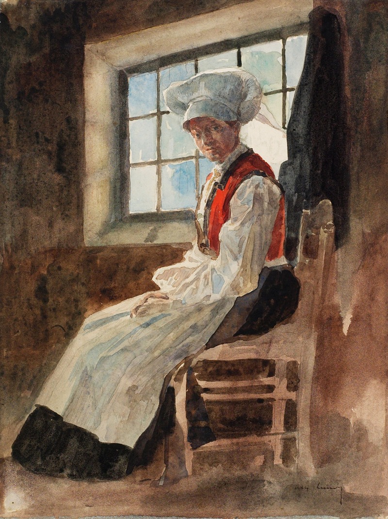 Alexandre Lunois - Scandinavian Peasant Woman in an Interior,