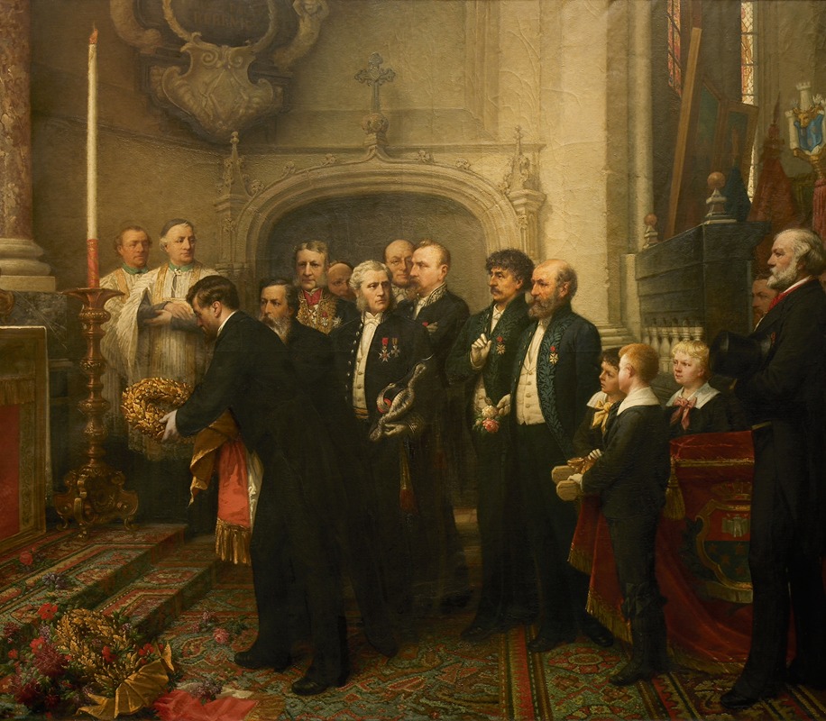 August Delfossse - Kranslegging op het graf van Rubens