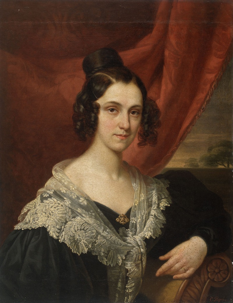 Charles Picqué - Portrait of Cordelie Caroline Jeannette De Meulemeester, the Wife of Maximiliaan Macharius Van Aelbroeck