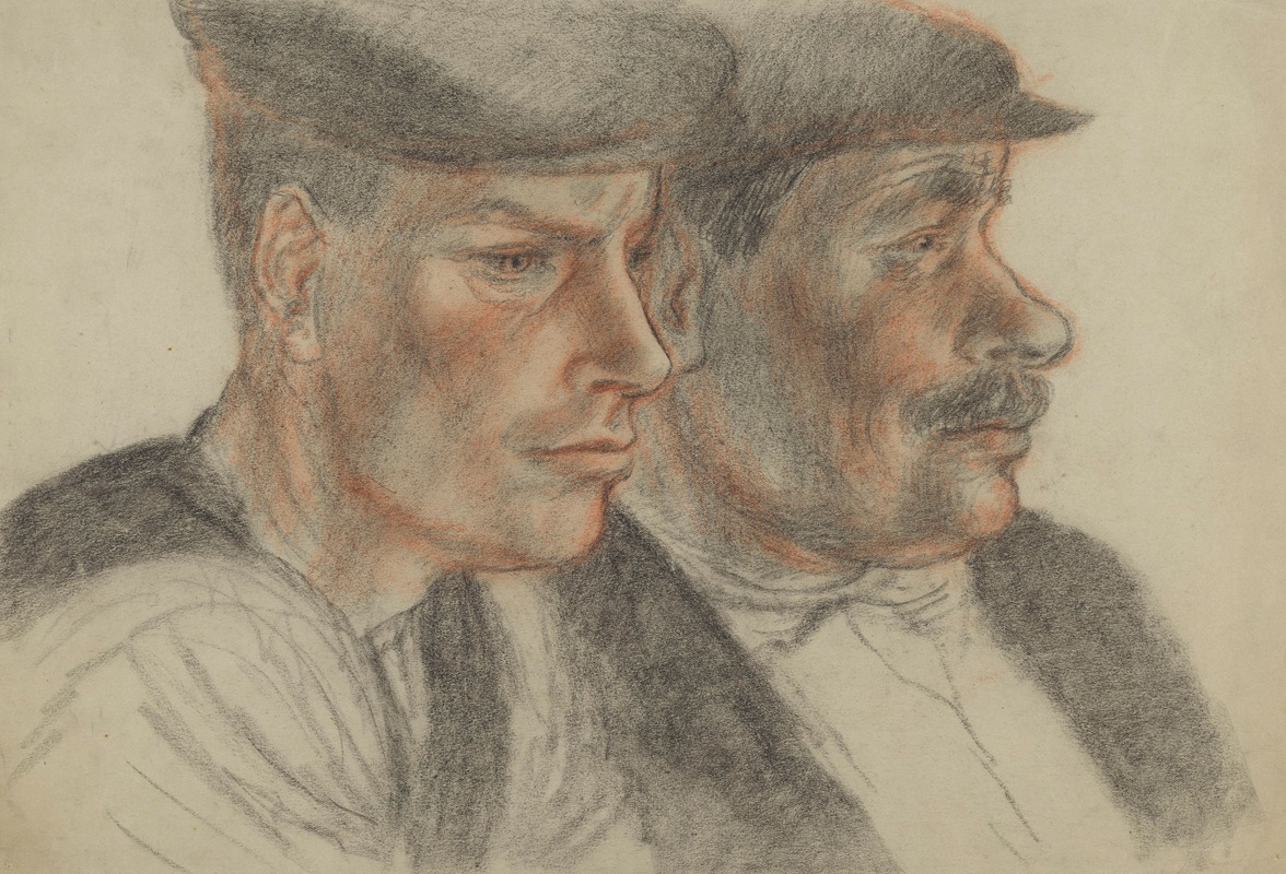Henk Henriët - Schetsboekblad met een portret van twee mannen