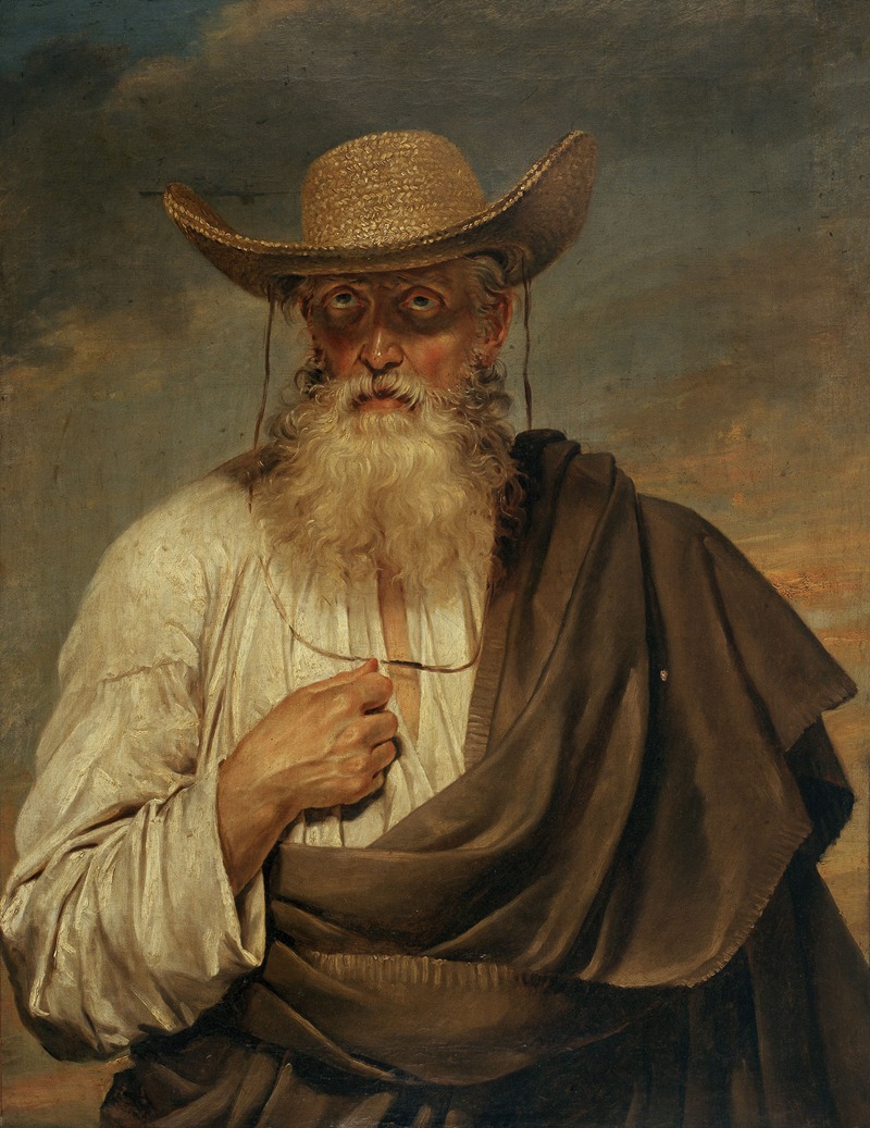 Portrait of an Old Man with a Straw Hat - Artvee