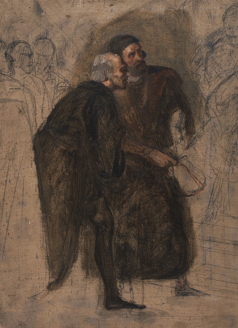 Jozef Geirnaert - Two Men Surrounded by Figures (study)