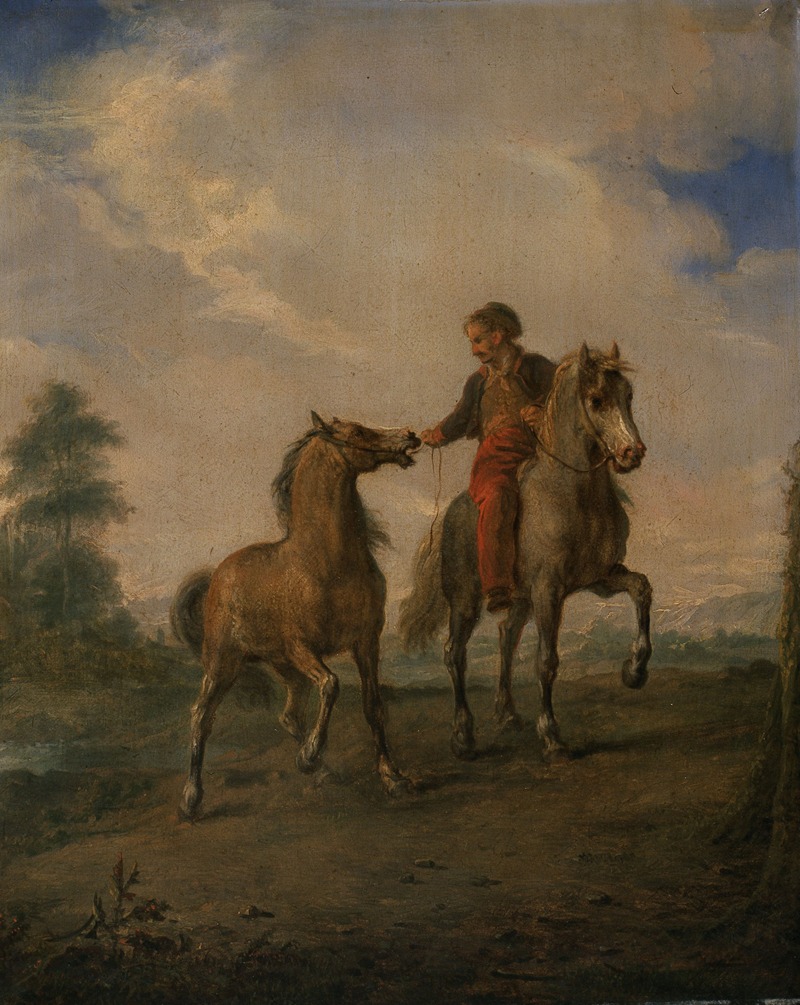 Louis Moritz - Horseman Leading a Horse