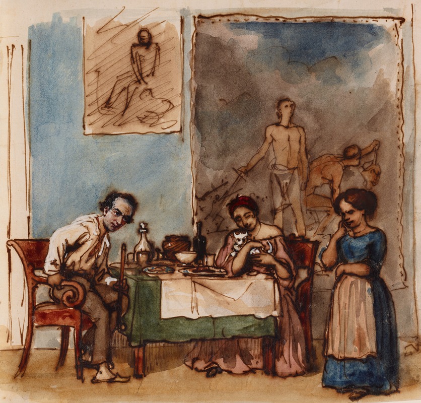 Michael Baschiloff - Painter and His Wife Just Finishing Their Meal