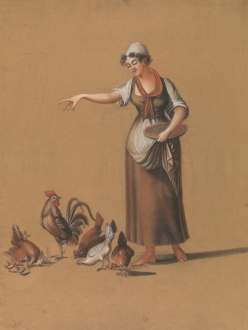 Paul Voituron - Woman feeding chickens