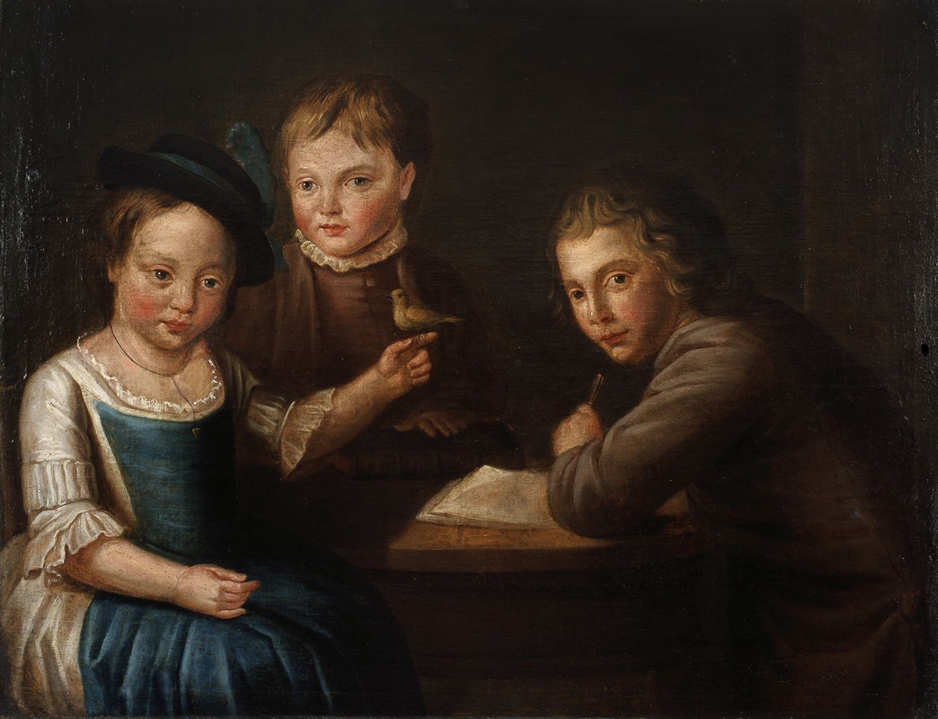 Philippe Lambert Joseph Spruyt - Portrait of Charles, Jean-Louis and Gabriëlle Spruyt, the Artist’s Children