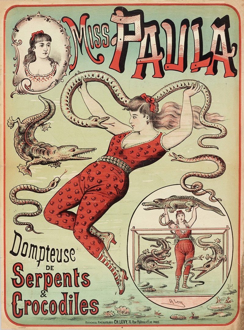 Imp. Charles Lévy - Miss Paula Dompteuse De Serpents & Crocodiles