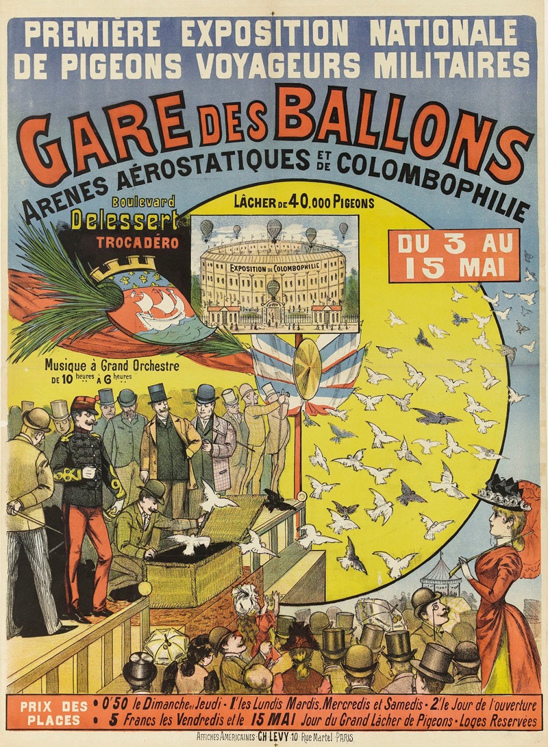 Imp. Charles Lévy - Premiere Exposition Nationale De Pigeons Voyageurs Militaires Gare Des Ballons