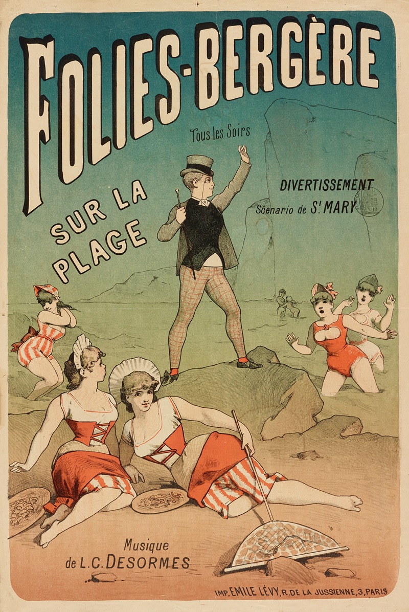 Imp. Emile Lévy - Folies-Bergere Tous Les Soirs Sur La Plage