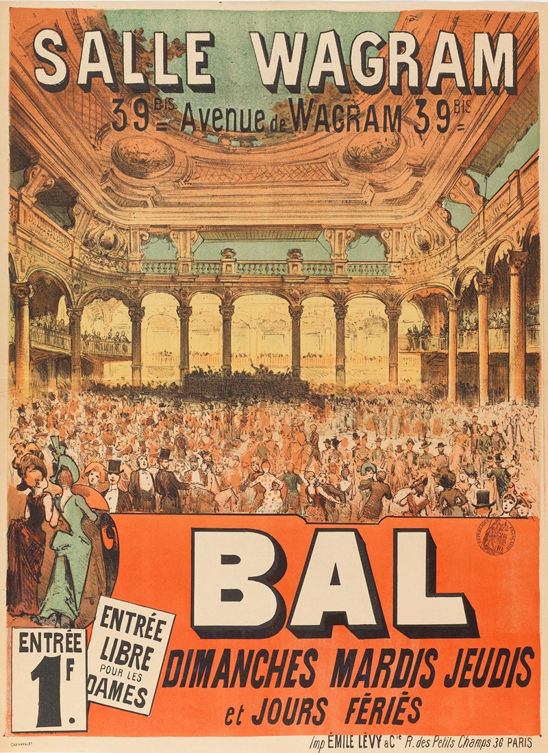 Imp. Emile Lévy - Salle Wagram 39 Bis Avenue De Wagram 39 Bis Bal Dimanches Mardis Jeudis Et Jours Feries