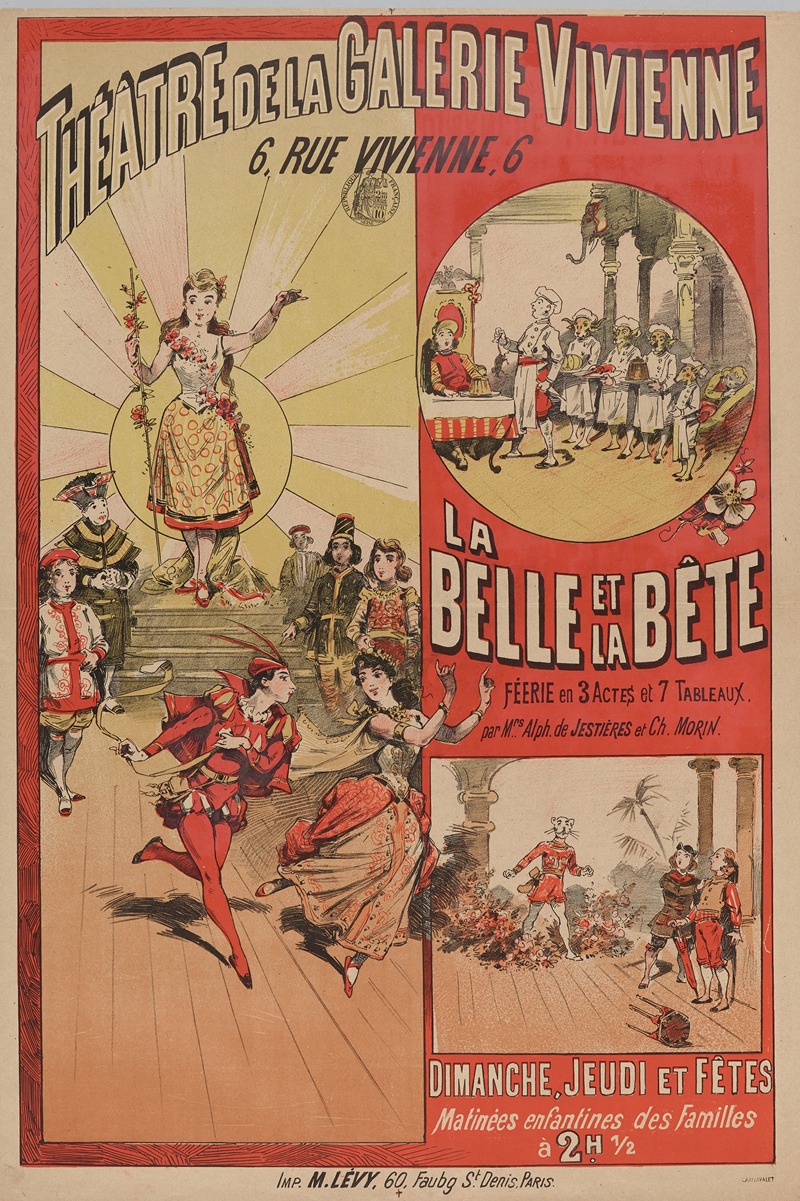 Imp. Emile Lévy - Theâtre De La Galerie Vivienne 6, Rue Vivienne, 6 La Belle Et La Bête