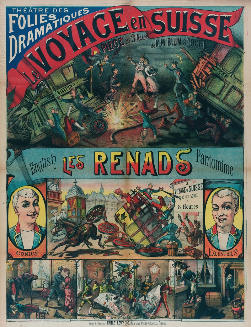 Imp. Emile Lévy - Theâtre Des Folies Dramatiques Le Voyage En Suisse Piece En 3 Actes De M.M. Blum & Toche English Les Renads