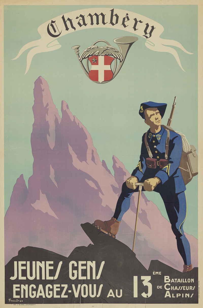 Imp. J. Blard - Affiche de recrutement de l’Armée de Vichy – 13e bataillon de chasseurs alpins de Chambéry