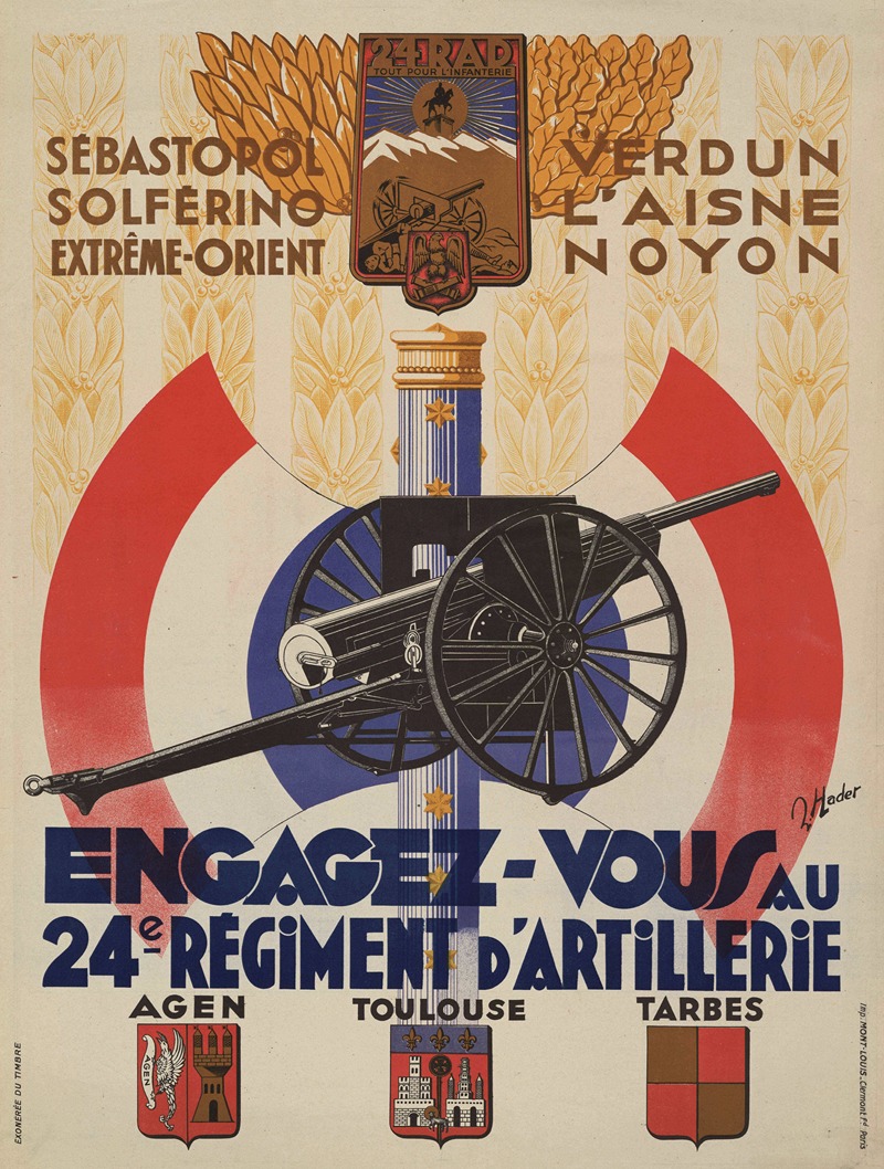 Imp. Mont-Louis - Affiche De Recrutement De L’armée De Vichy – 24e Régiment D’artillerie